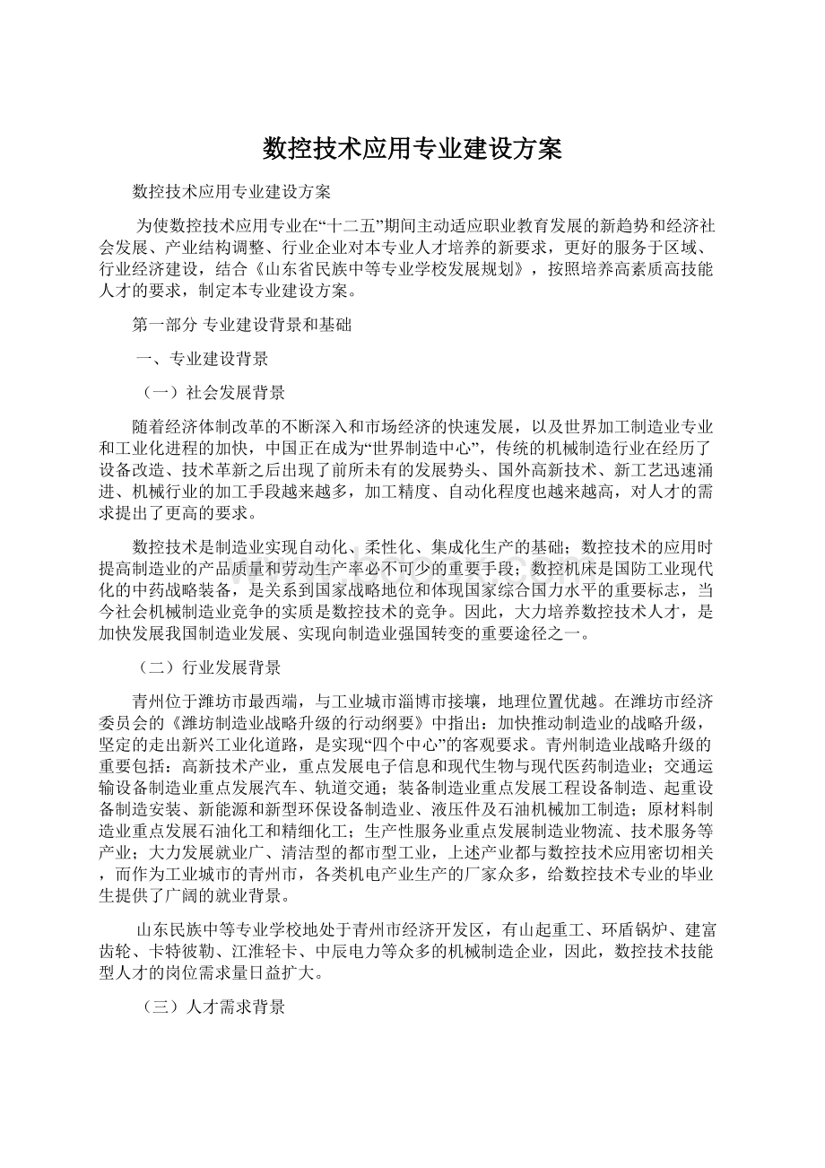 数控技术应用专业建设方案.docx_第1页