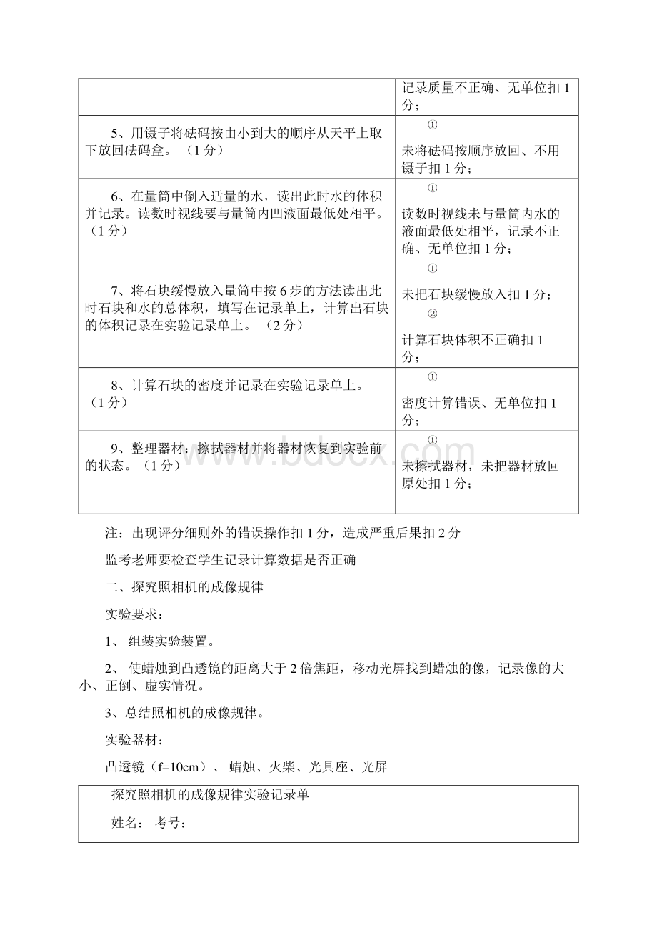 中考物理实验操作考试共12题评分细则.docx_第2页