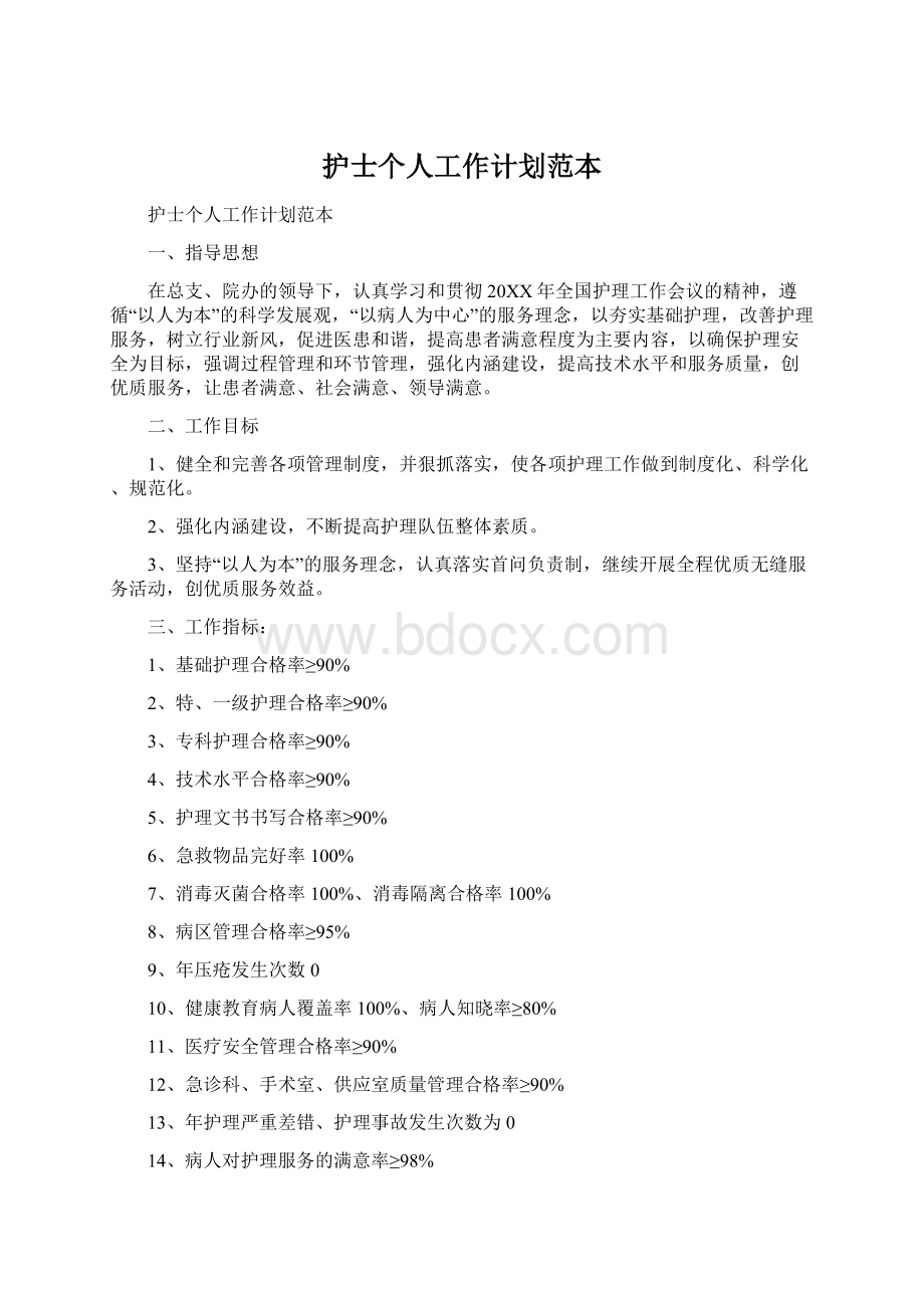 护士个人工作计划范本文档格式.docx_第1页