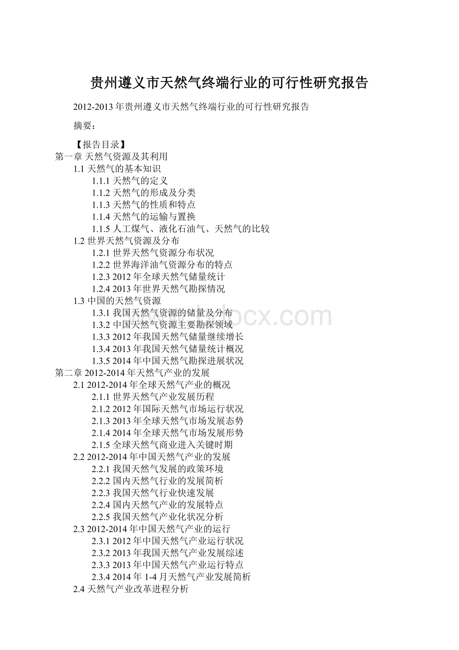 贵州遵义市天然气终端行业的可行性研究报告.docx