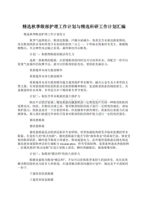 精选秋季眼部护理工作计划与精选科研工作计划汇编Word文档下载推荐.docx