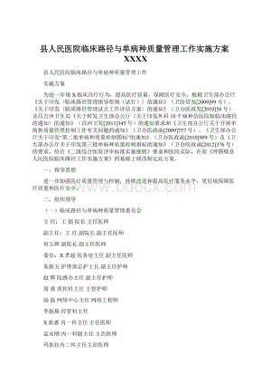 县人民医院临床路径与单病种质量管理工作实施方案XXXXWord文档下载推荐.docx