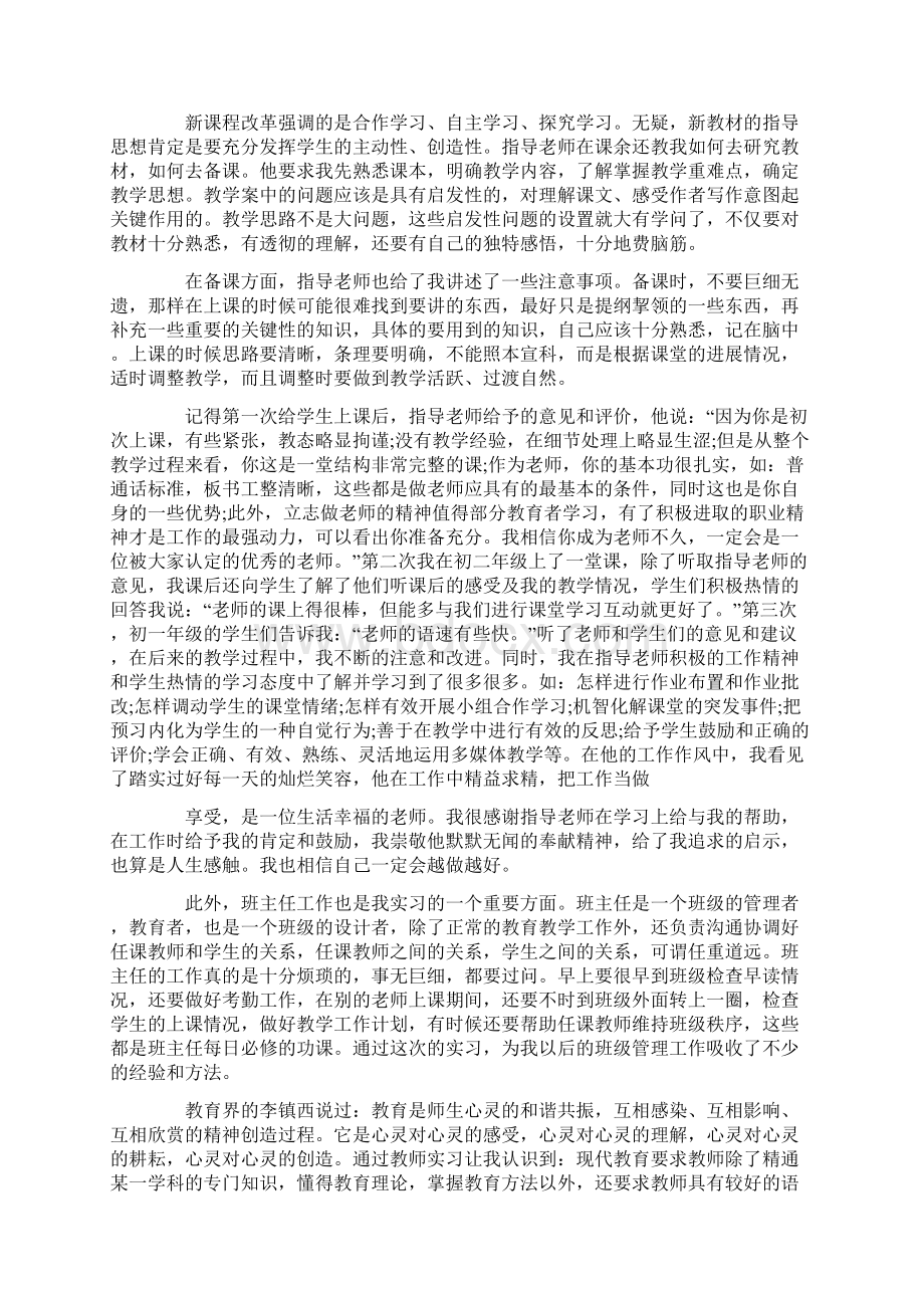 师范生实习教师实习报告Word文档格式.docx_第2页