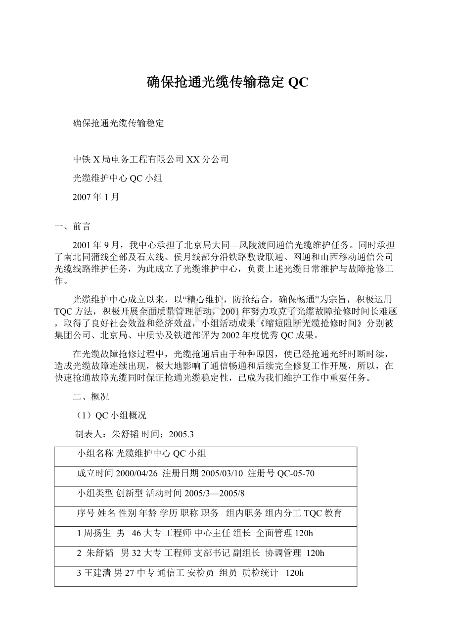 确保抢通光缆传输稳定QC文档格式.docx