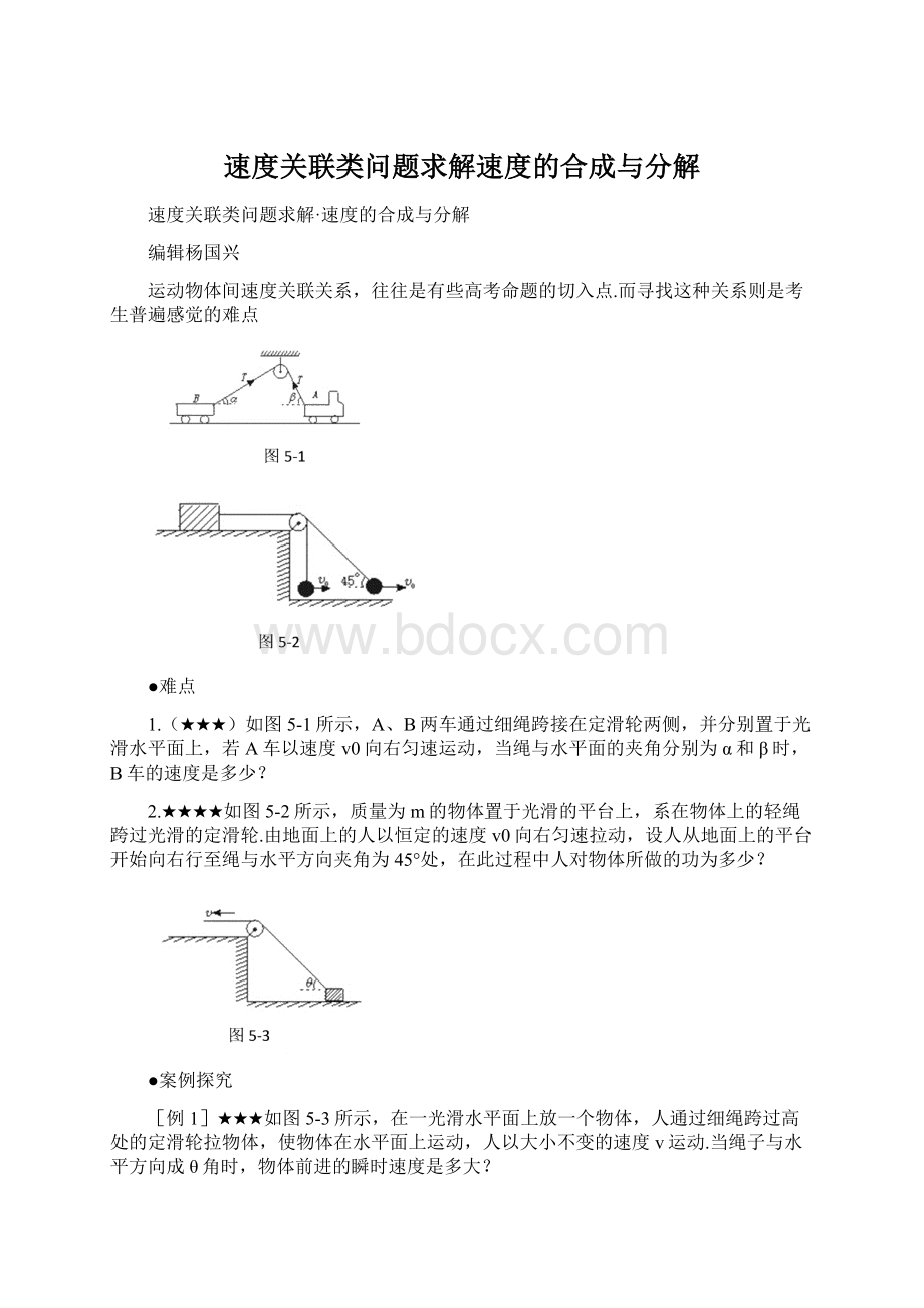 速度关联类问题求解速度的合成与分解.docx