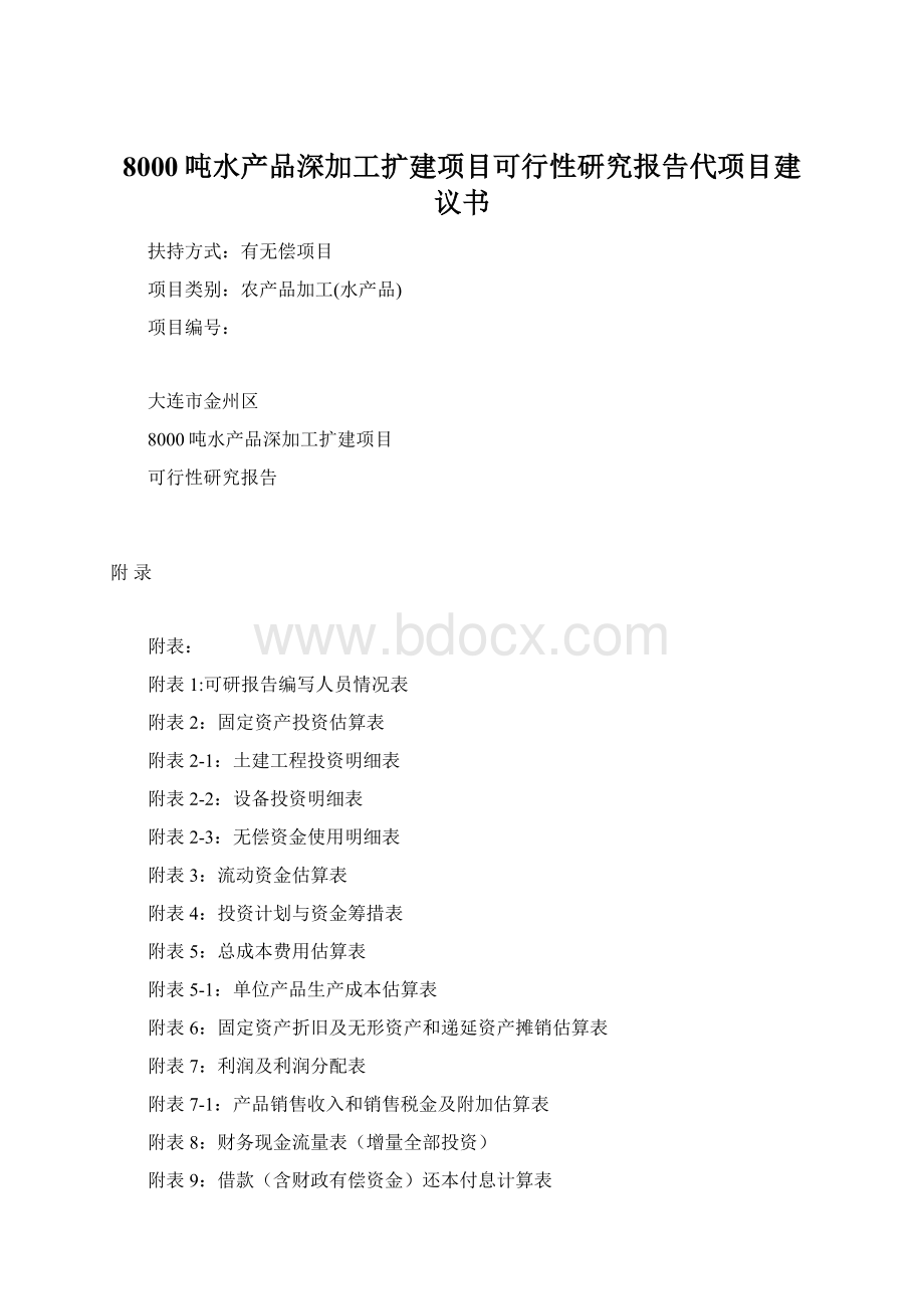 8000吨水产品深加工扩建项目可行性研究报告代项目建议书.docx_第1页