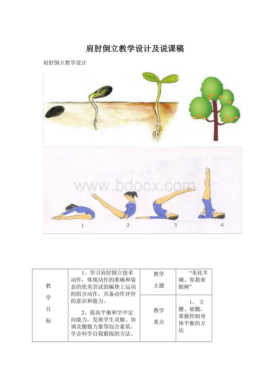 肩肘倒立教学设计及说课稿Word文档格式.docx