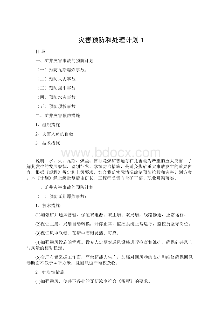 灾害预防和处理计划1.docx_第1页