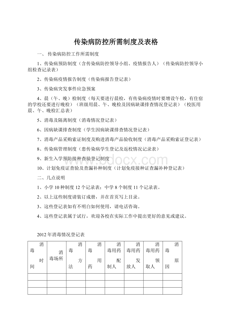 传染病防控所需制度及表格文档格式.docx