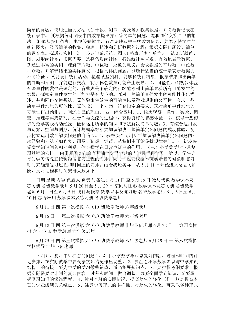 六年级数学下册总复习计划人教版.docx_第3页