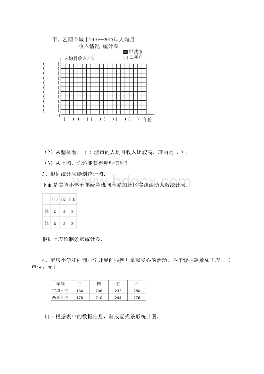 五年级数学下册试题81《复式条形统计图》习题北师大版含答案Word格式文档下载.docx_第2页