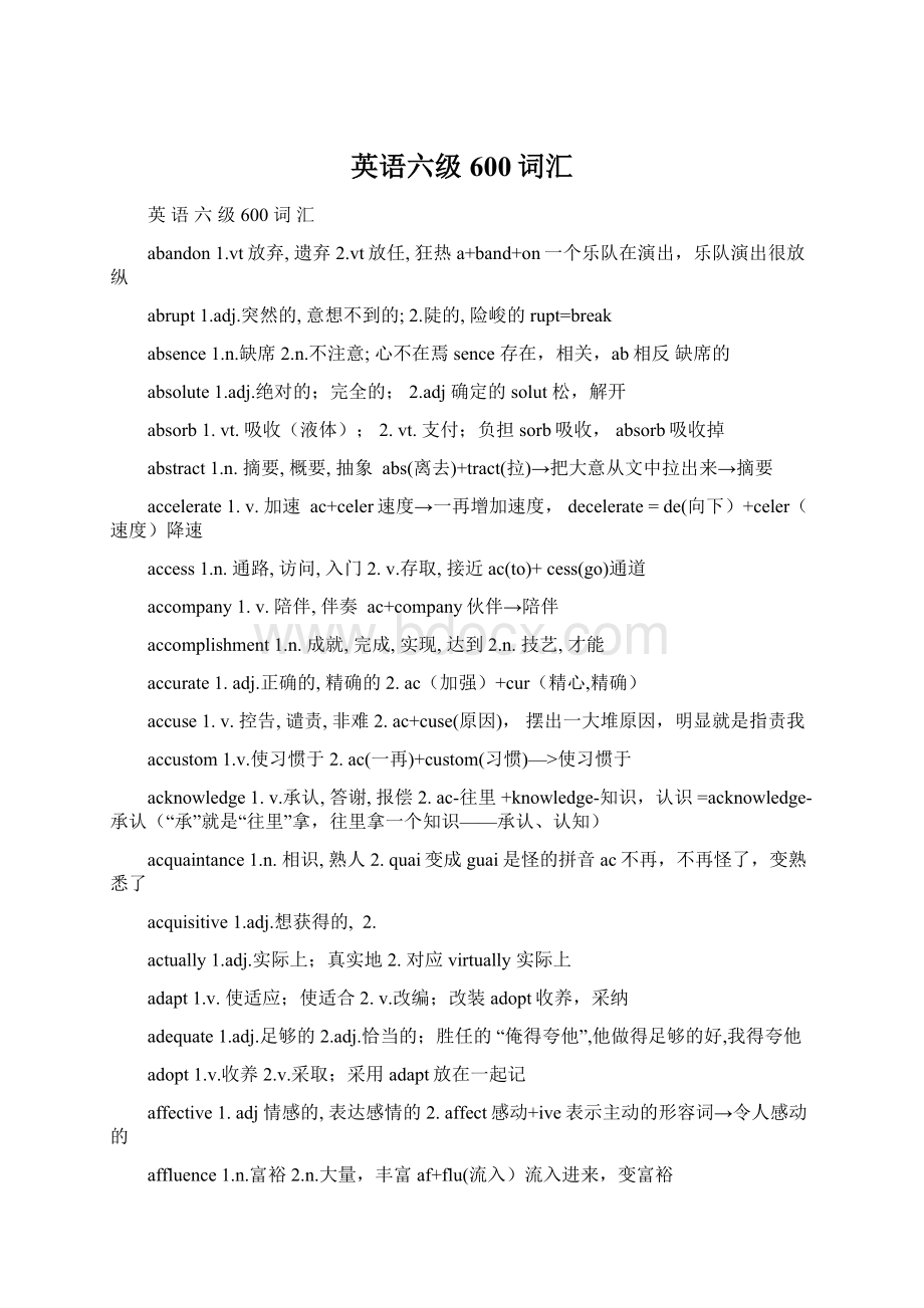 英语六级 600词汇Word文档下载推荐.docx_第1页