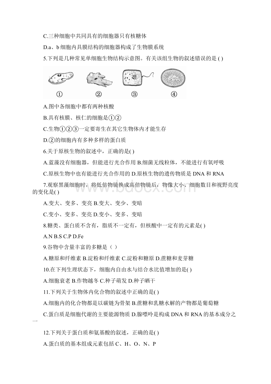 生物广州六中届高一上学期期中考试.docx_第2页