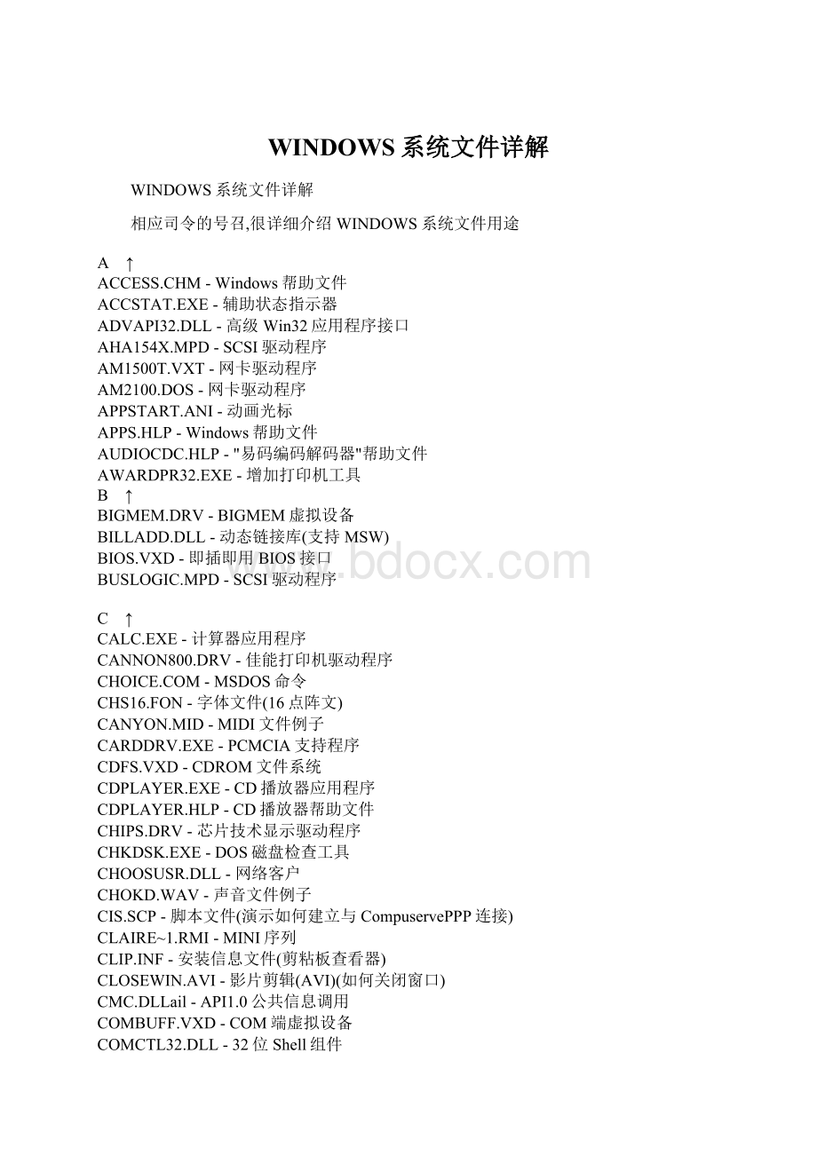 WINDOWS系统文件详解.docx