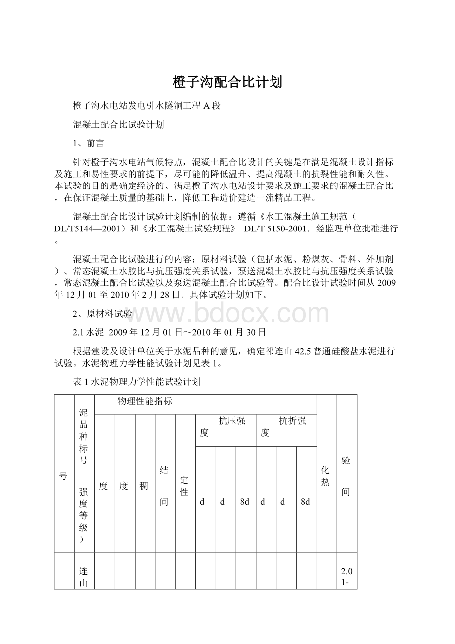 橙子沟配合比计划.docx