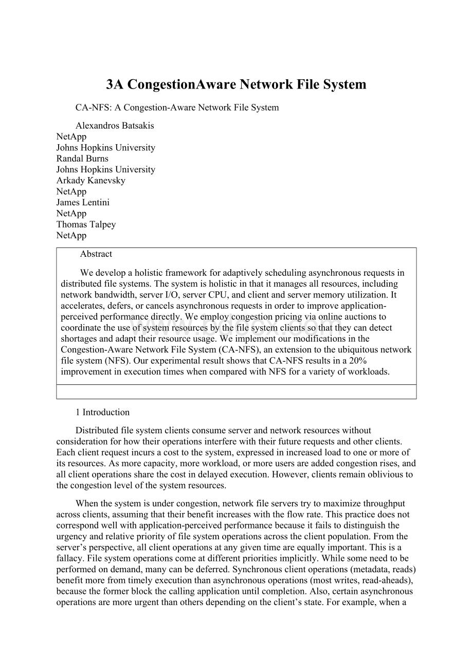 3A CongestionAware Network File System.docx_第1页