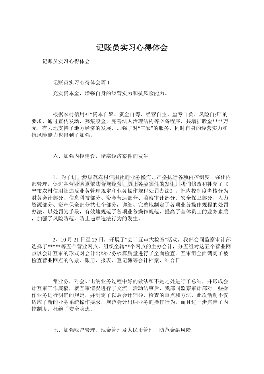 记账员实习心得体会.docx