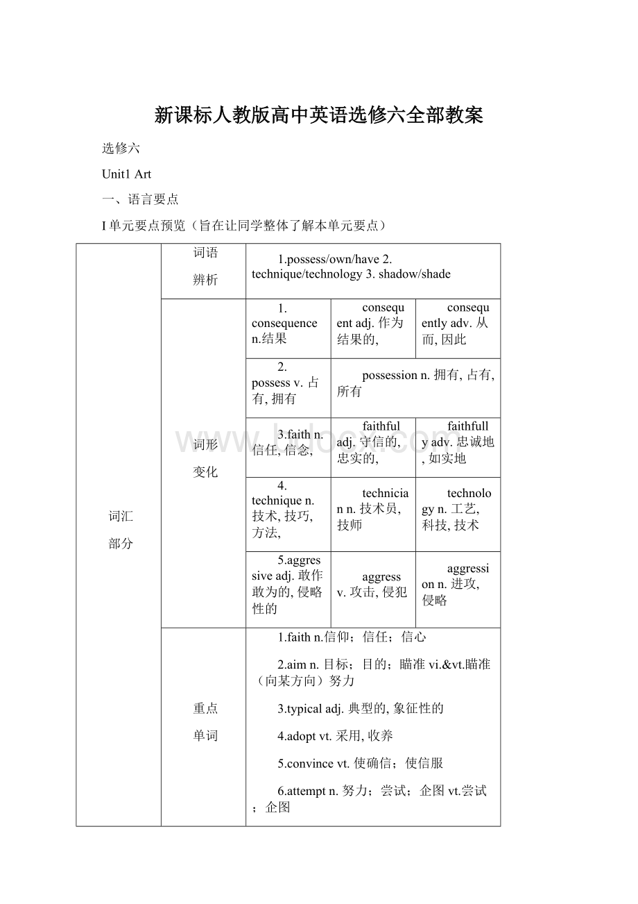 新课标人教版高中英语选修六全部教案.docx_第1页