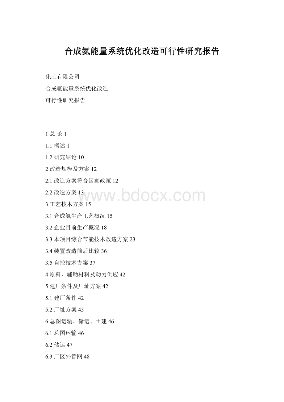 合成氨能量系统优化改造可行性研究报告Word格式.docx