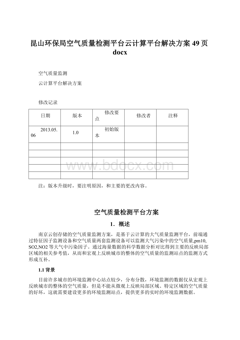 昆山环保局空气质量检测平台云计算平台解决方案49页docx.docx