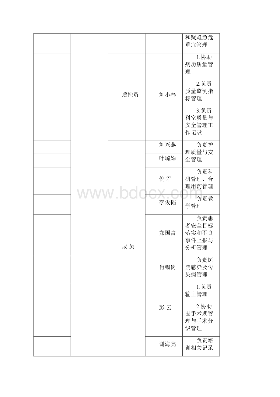 科室质量与安全管理计划小组成员及其分工.docx_第3页