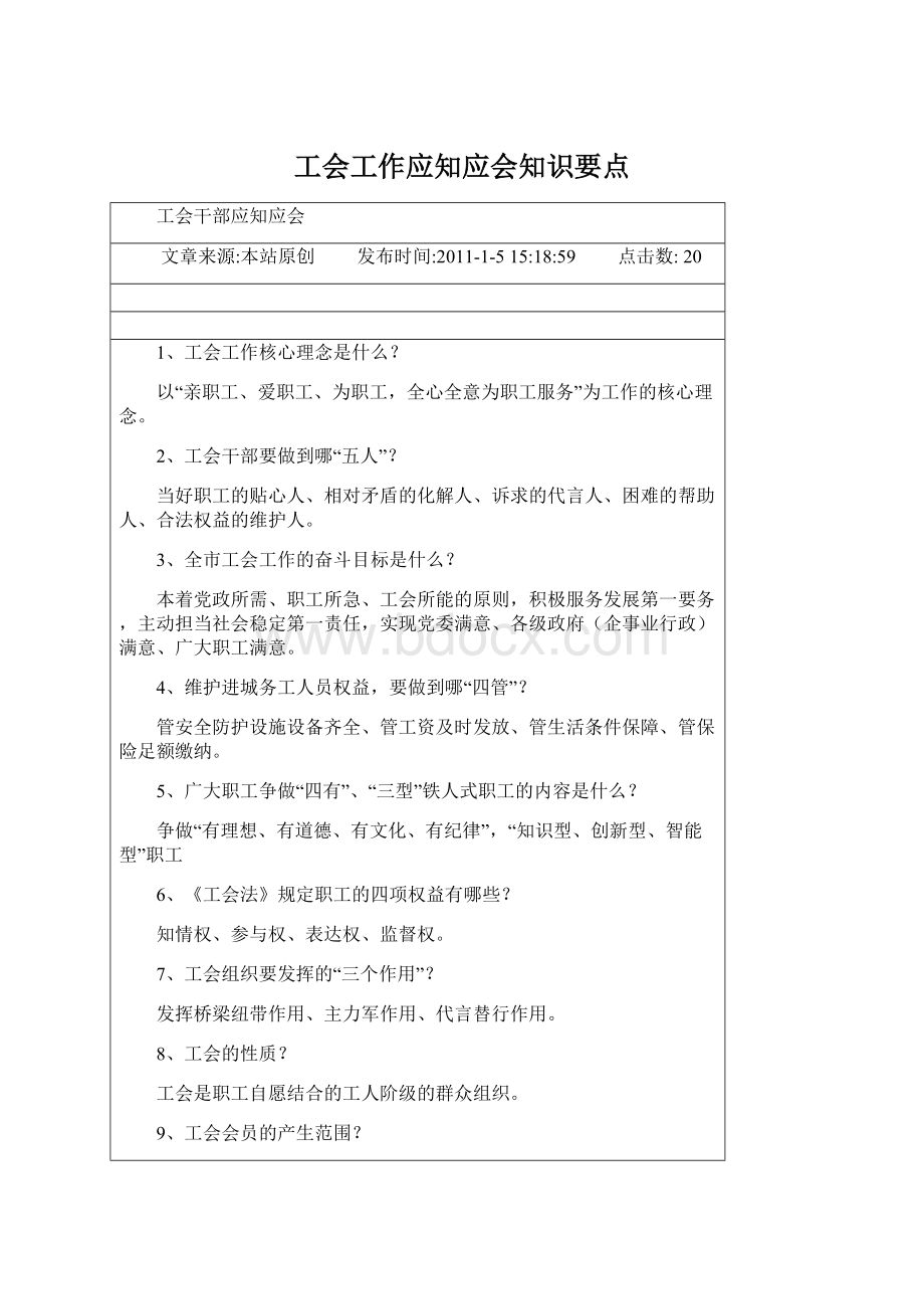 工会工作应知应会知识要点.docx_第1页