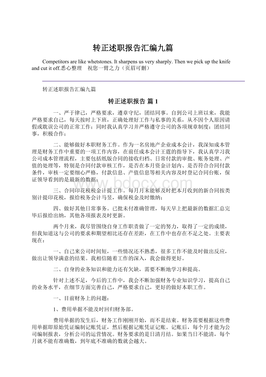 转正述职报告汇编九篇.docx