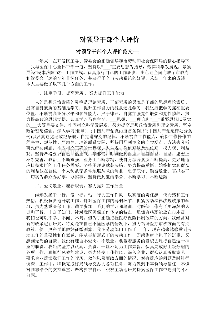 对领导干部个人评价.docx