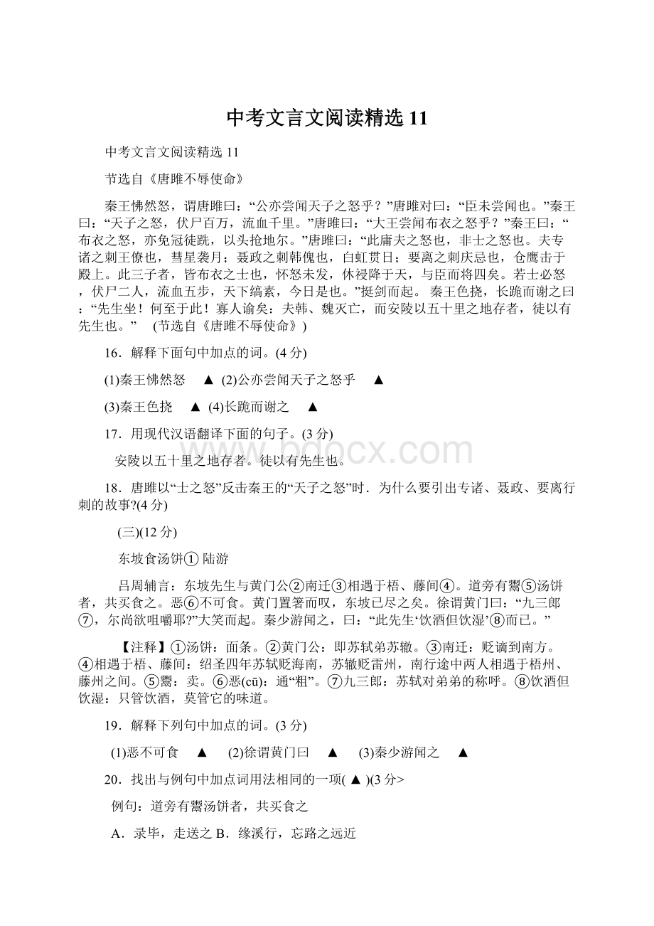 中考文言文阅读精选11文档格式.docx