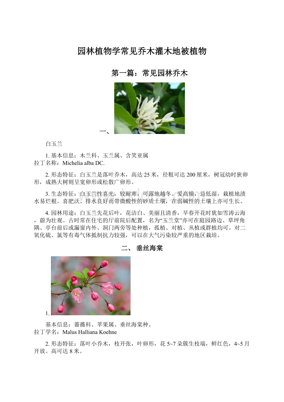 园林植物学常见乔木灌木地被植物.docx