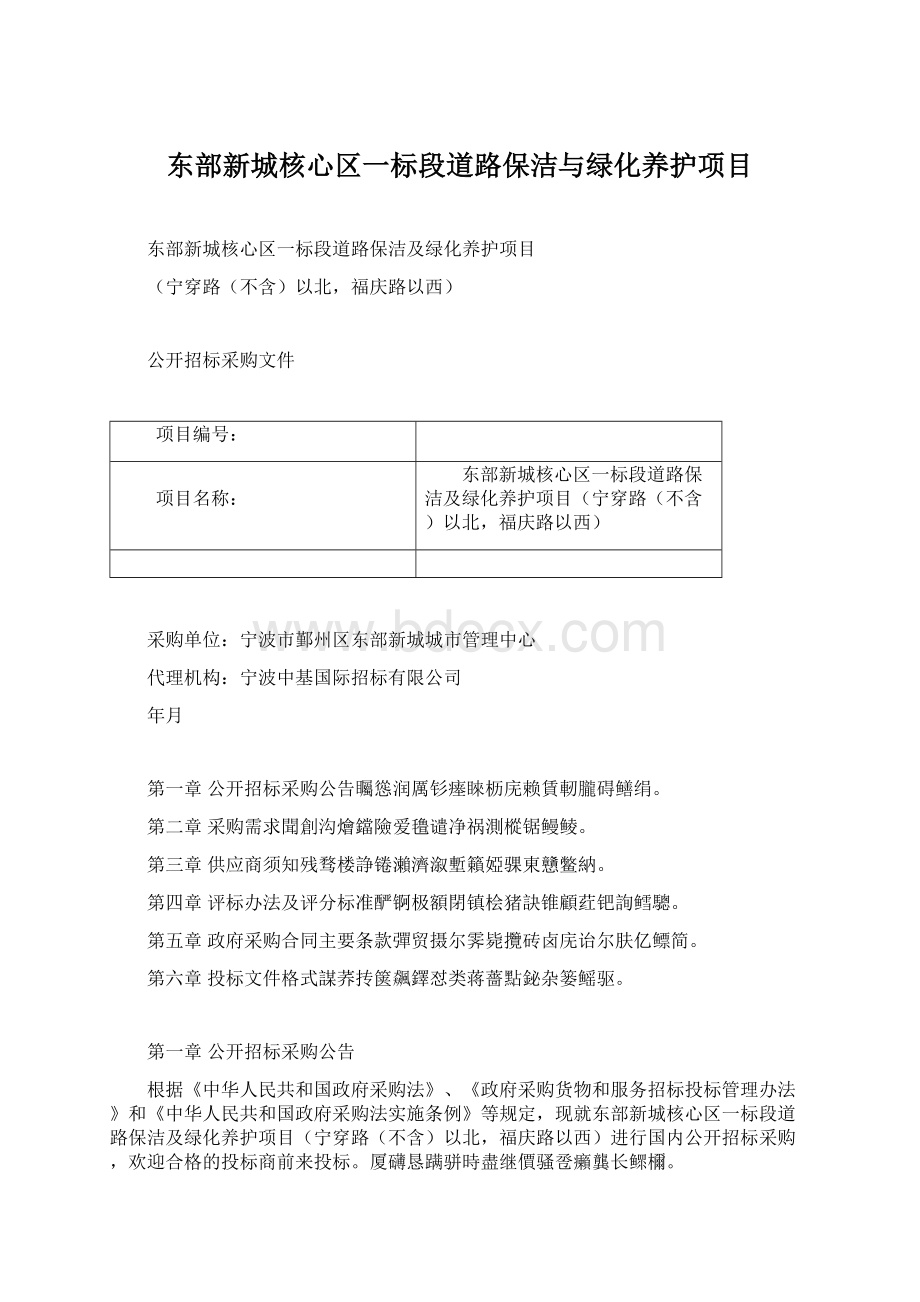 东部新城核心区一标段道路保洁与绿化养护项目.docx_第1页