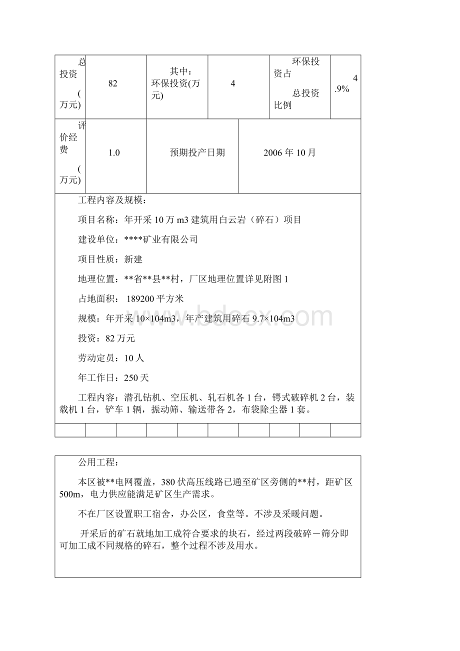 年开采10万m3建筑用白云岩碎石项目报告表.docx_第2页