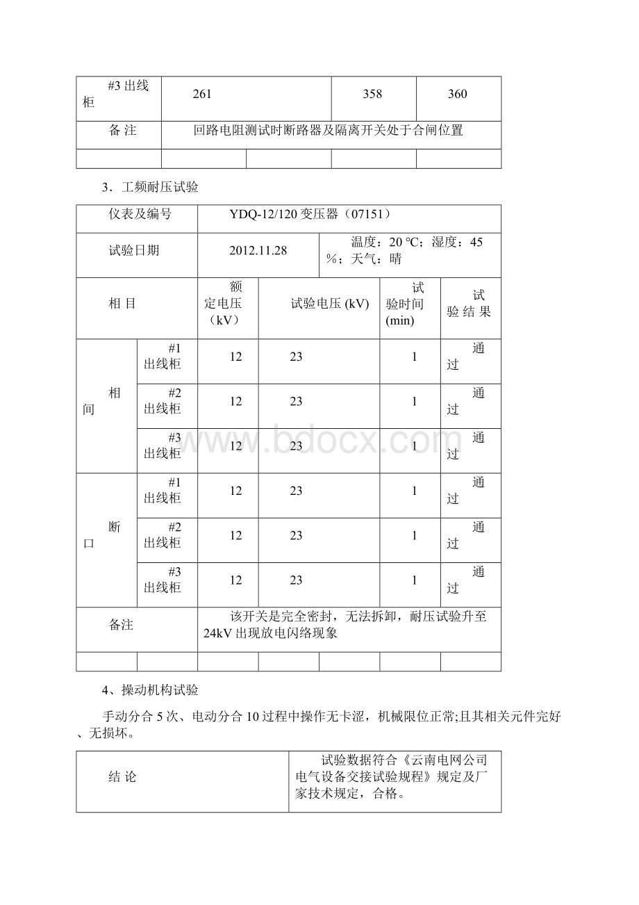 鹿城南路环网柜更换工程高压调试报告Word格式文档下载.docx_第3页