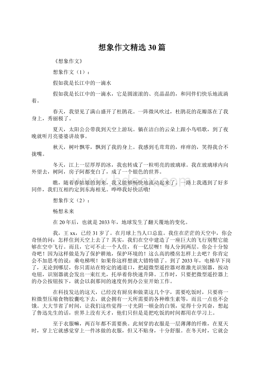 想象作文精选30篇Word格式文档下载.docx