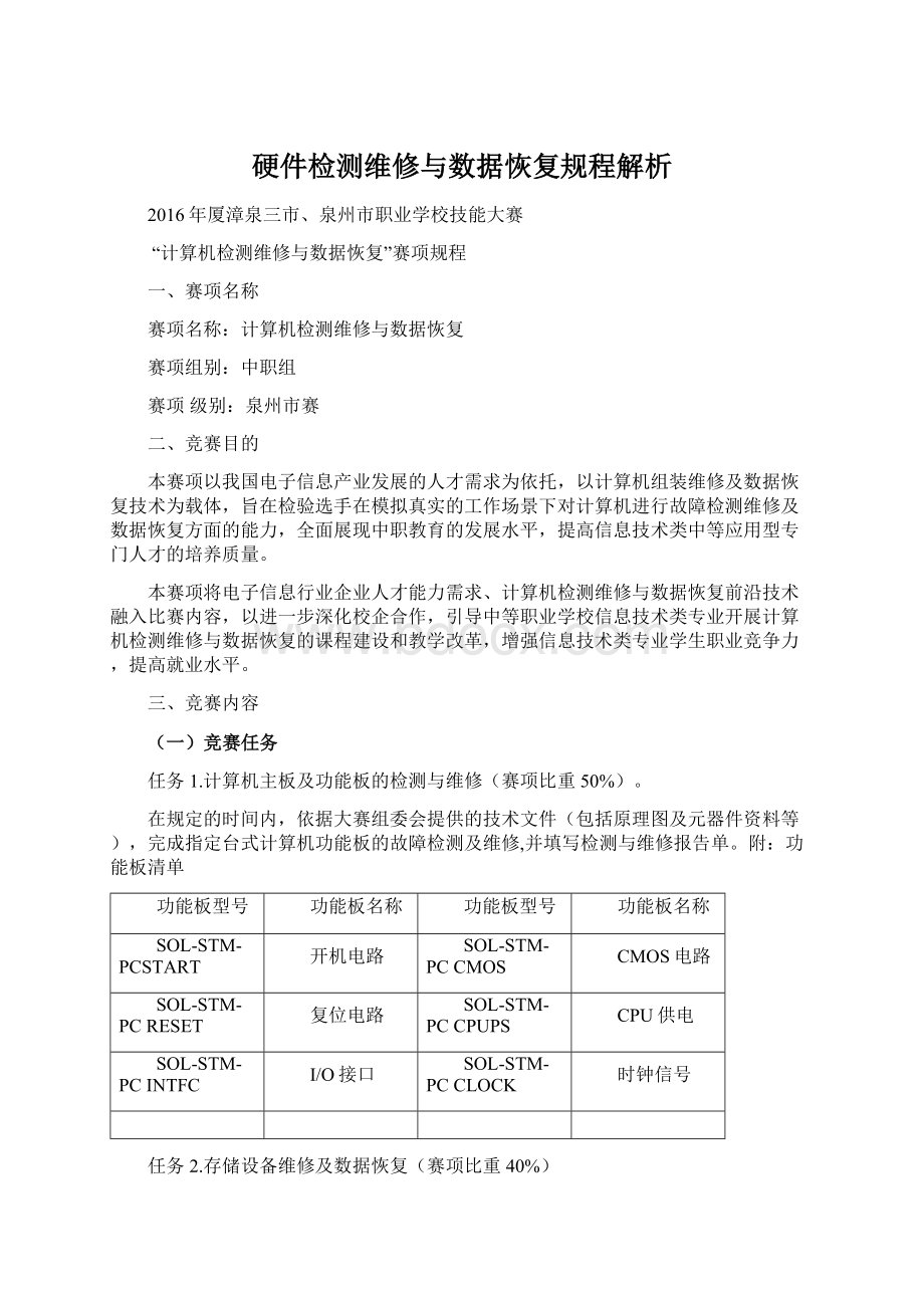 硬件检测维修与数据恢复规程解析Word文档格式.docx_第1页