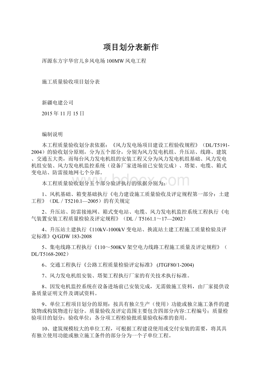 项目划分表新作Word文档下载推荐.docx