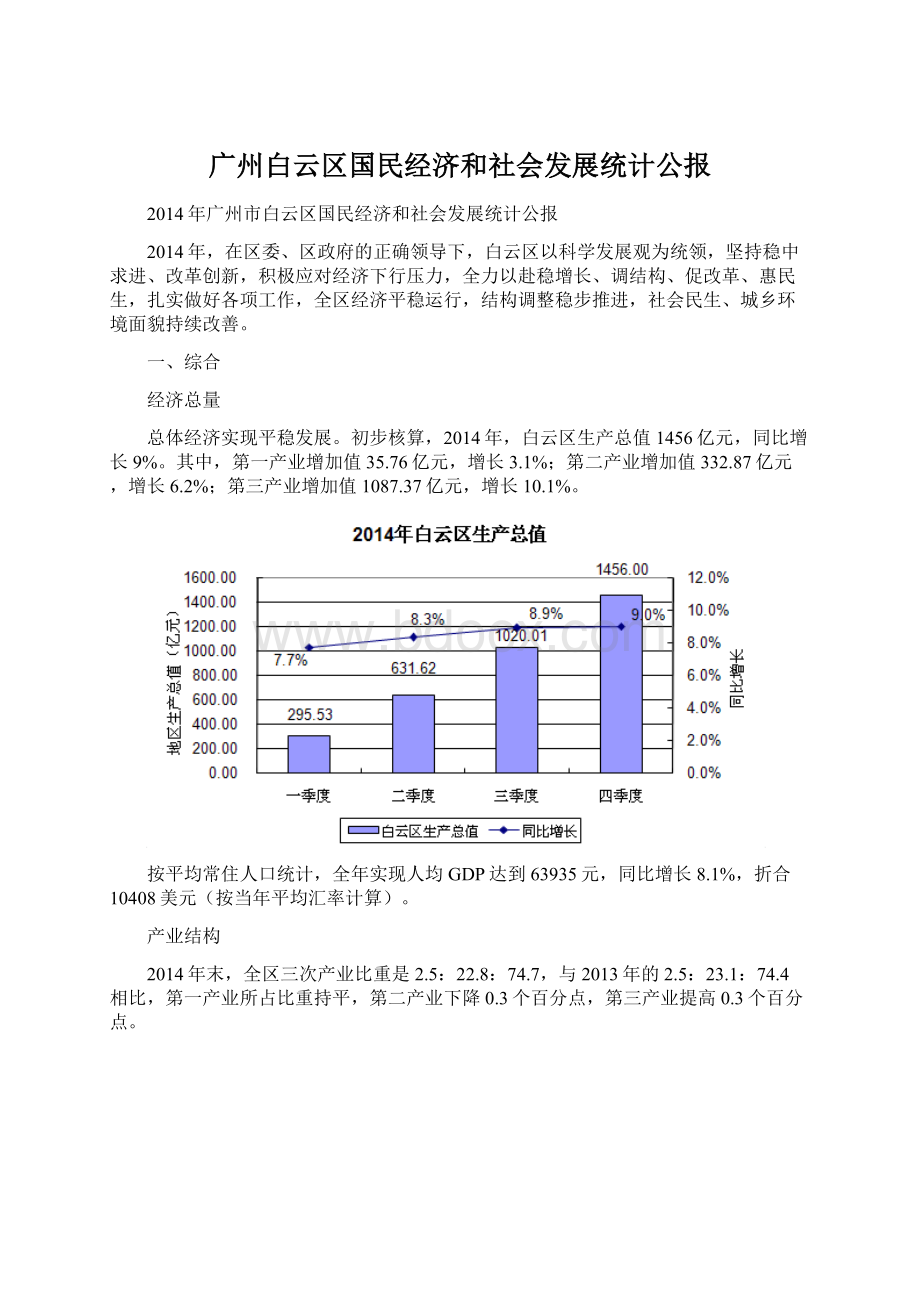 广州白云区国民经济和社会发展统计公报文档格式.docx_第1页