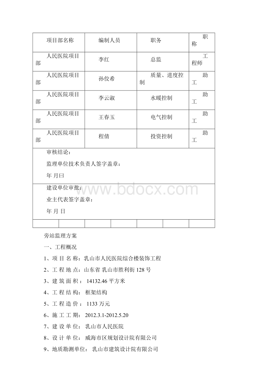 乳山市医院综合楼装饰工程旁站监理方案参考.docx_第2页