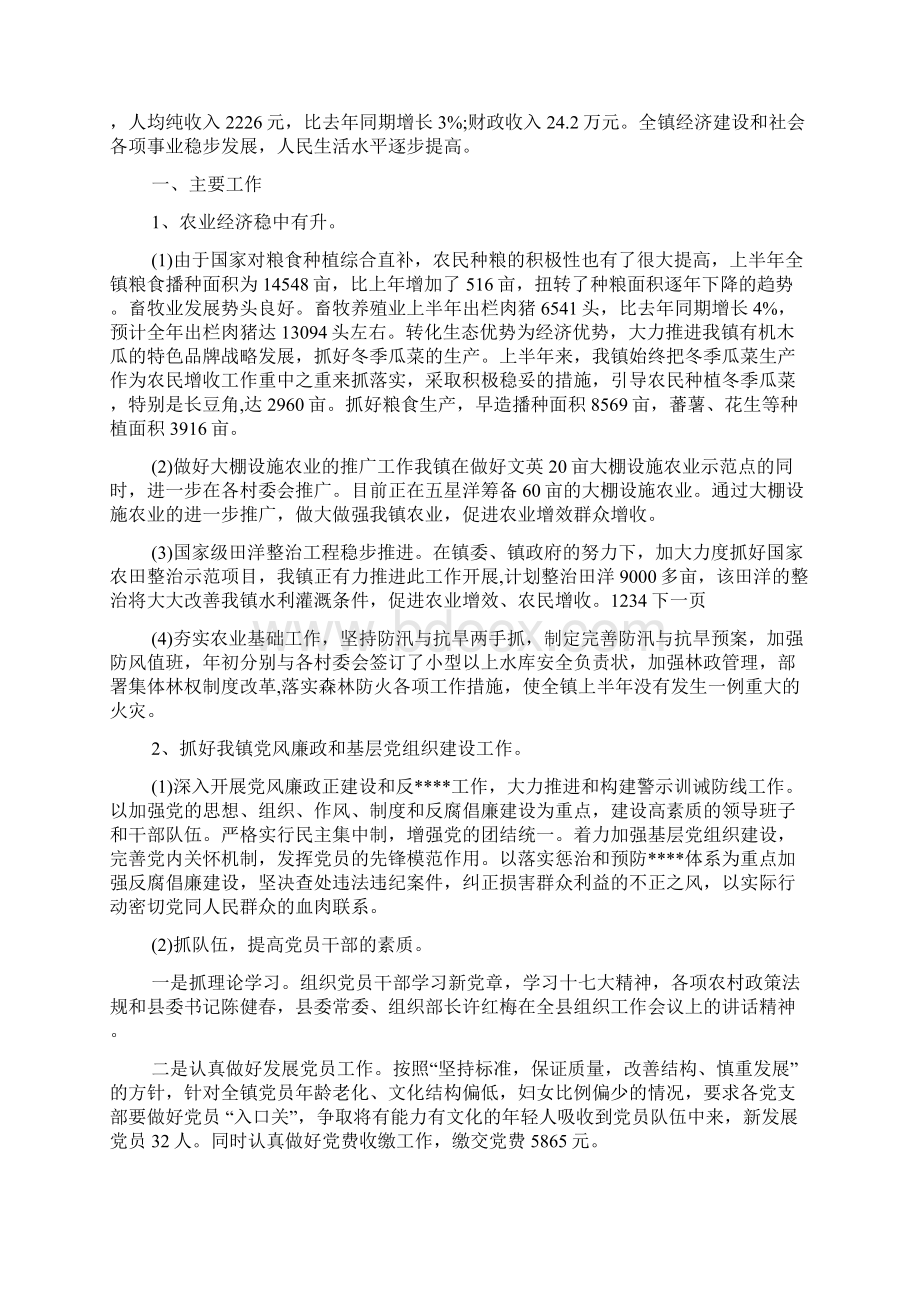 乡镇上半年工作总结及下半年工作计划范文.docx_第3页