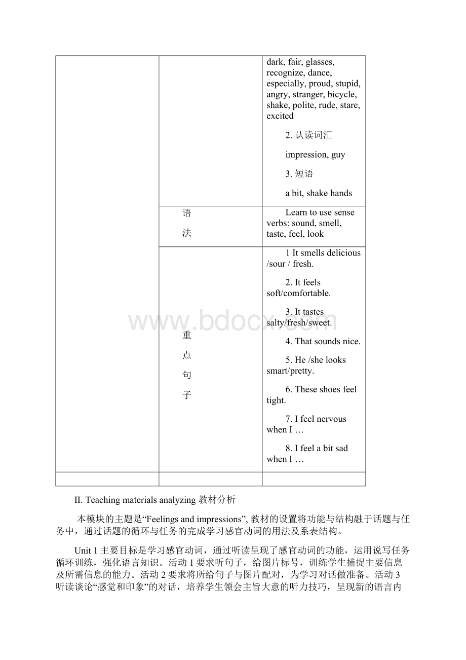 外研版版八年级下册Module 1 Feelings and impressions 教案Word格式文档下载.docx_第2页