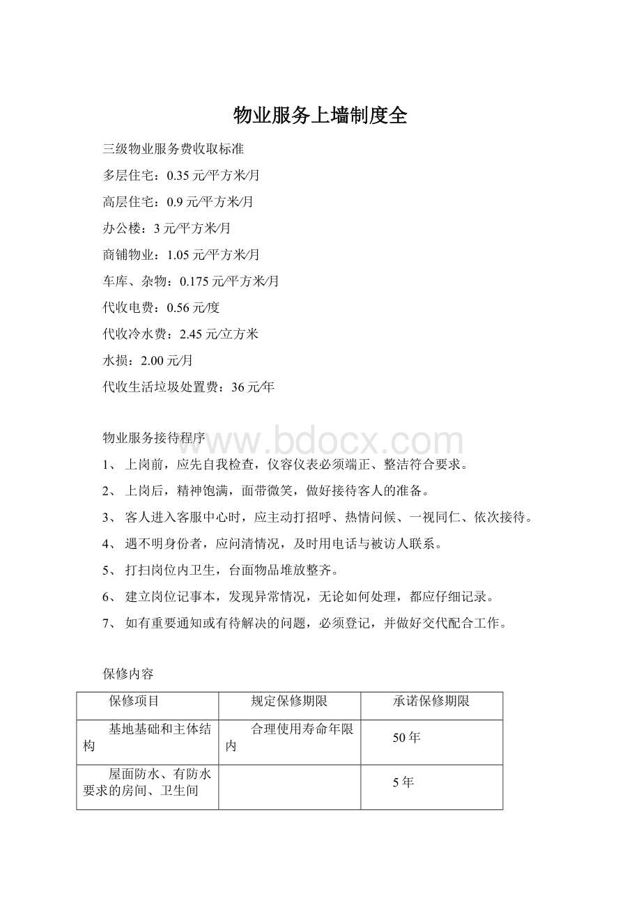 物业服务上墙制度全Word文件下载.docx_第1页