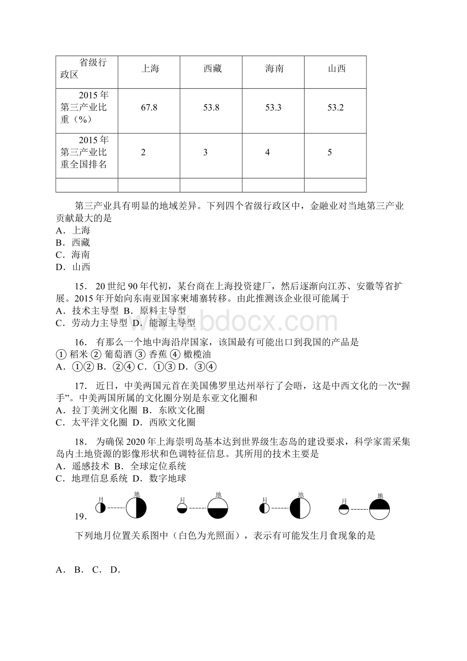 上海学业水平等级性考试地理卷.docx_第3页