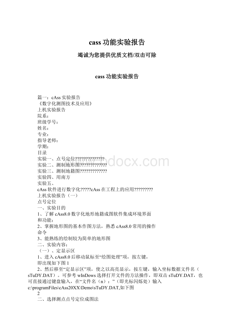 cass功能实验报告Word格式文档下载.docx