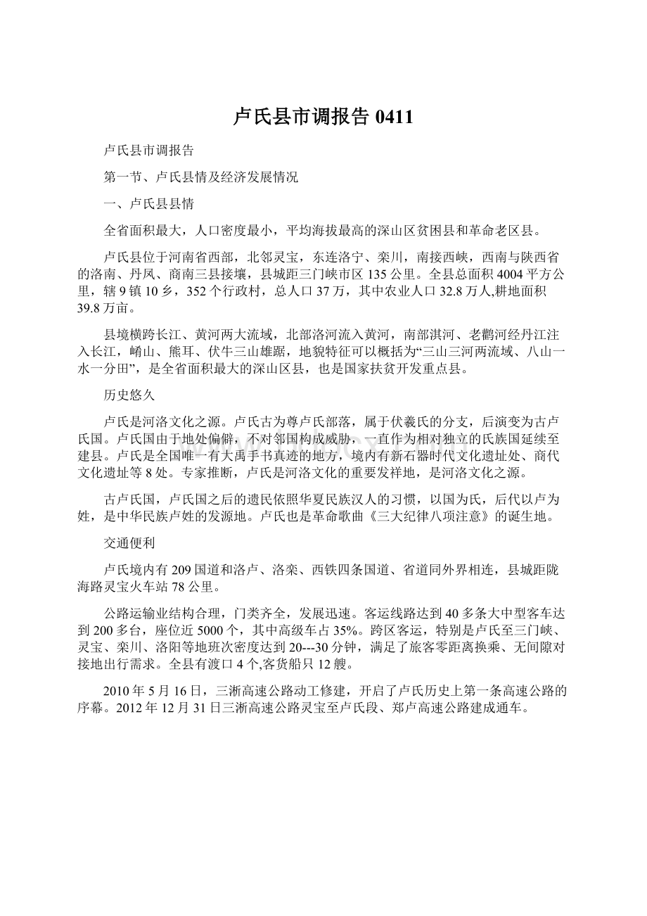 卢氏县市调报告0411Word文档格式.docx_第1页