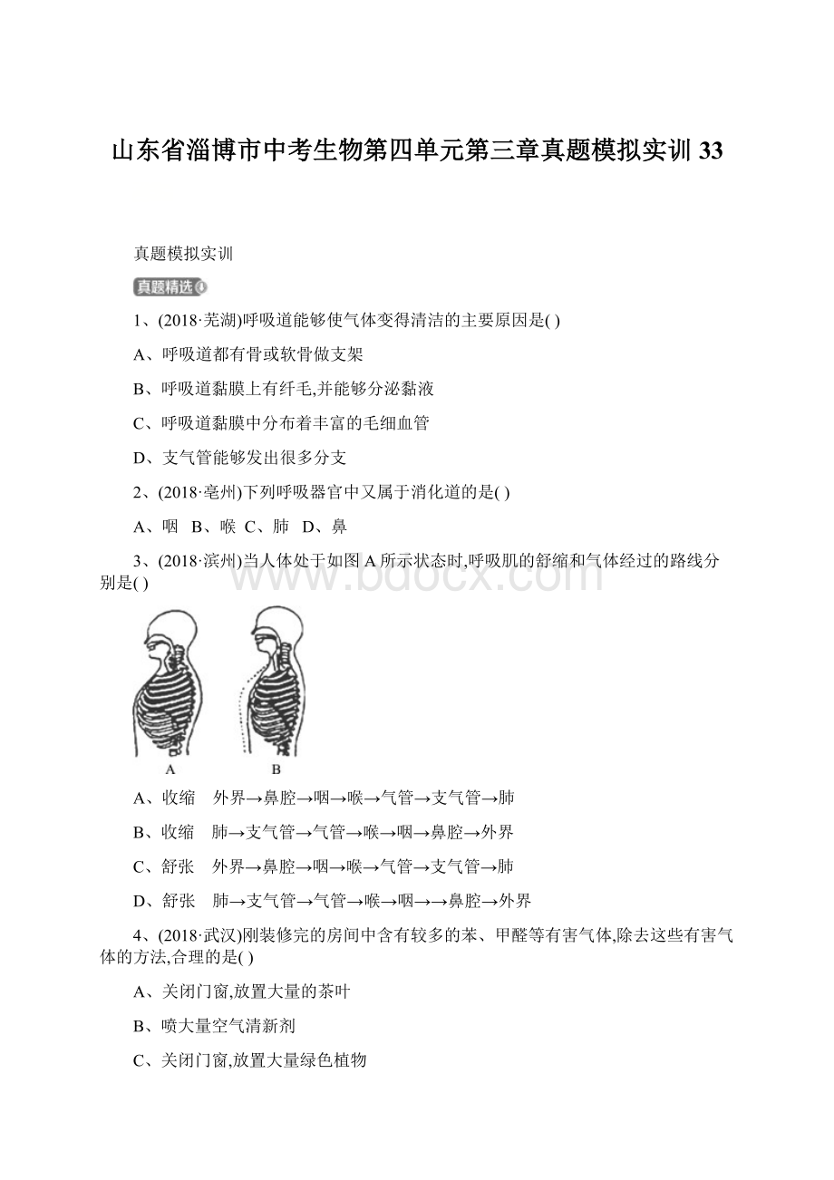 山东省淄博市中考生物第四单元第三章真题模拟实训33.docx_第1页