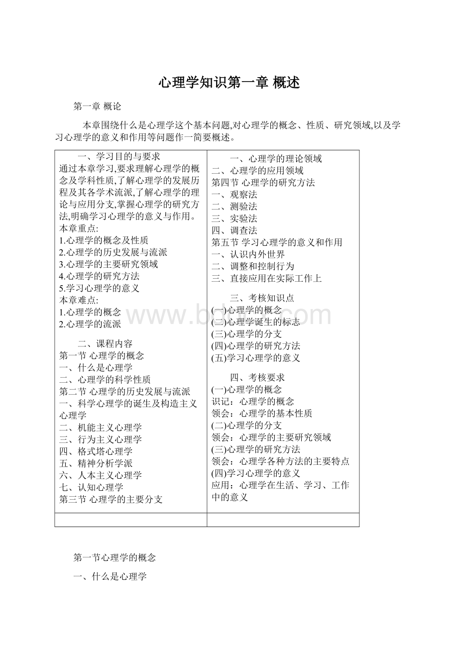 心理学知识第一章 概述文档格式.docx_第1页