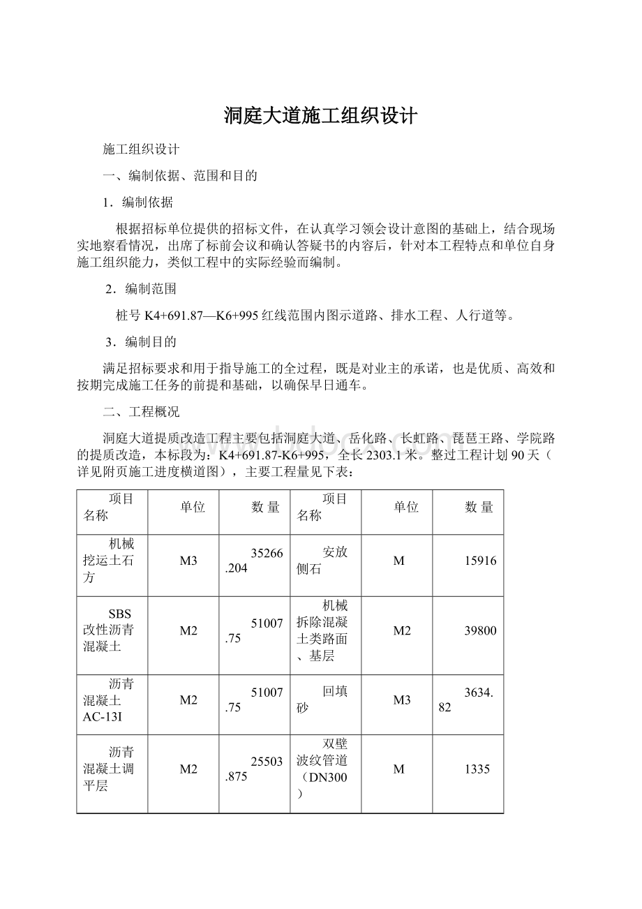 洞庭大道施工组织设计.docx_第1页