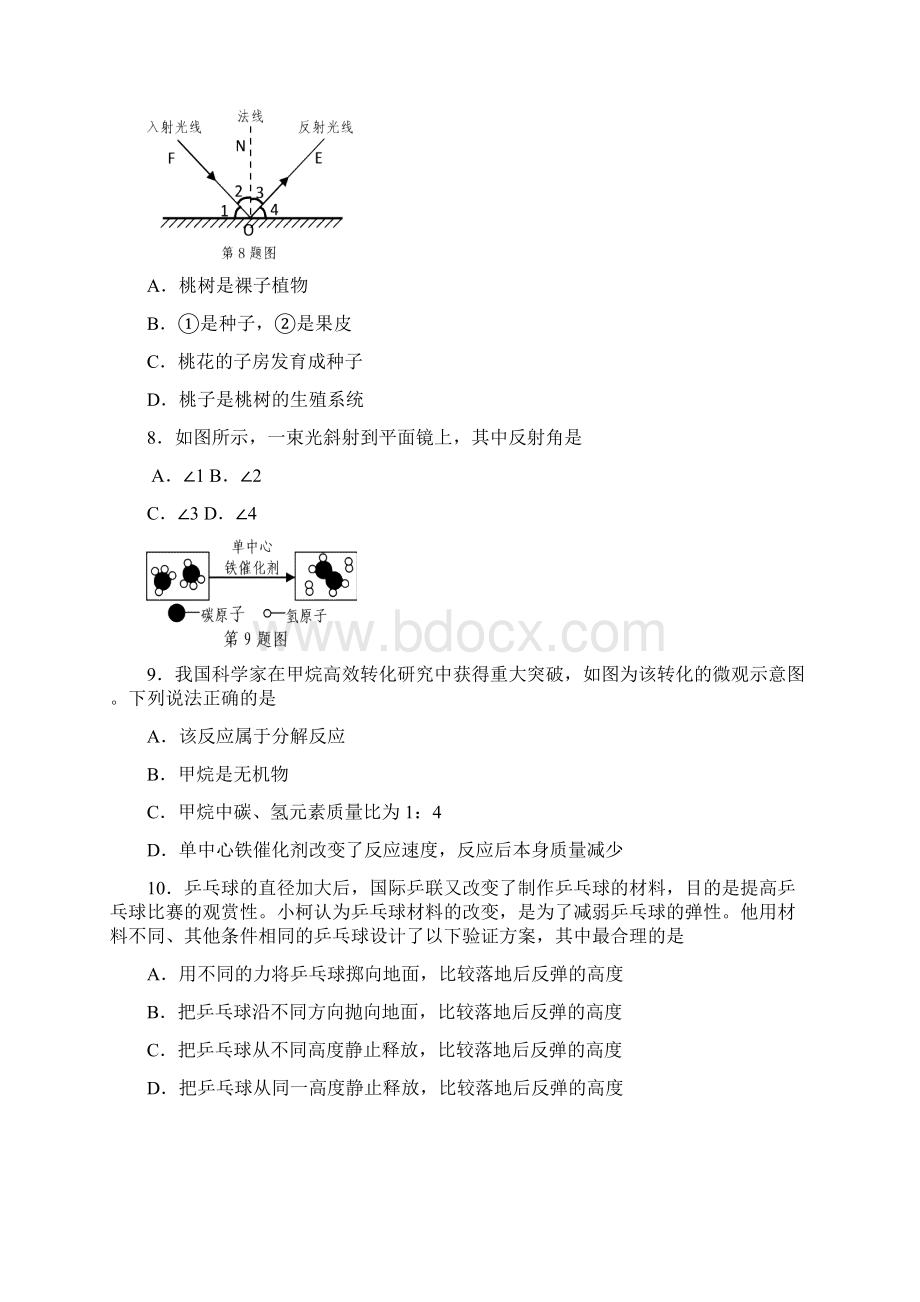 衢州学业考试科学卷原卷Word下载.docx_第3页