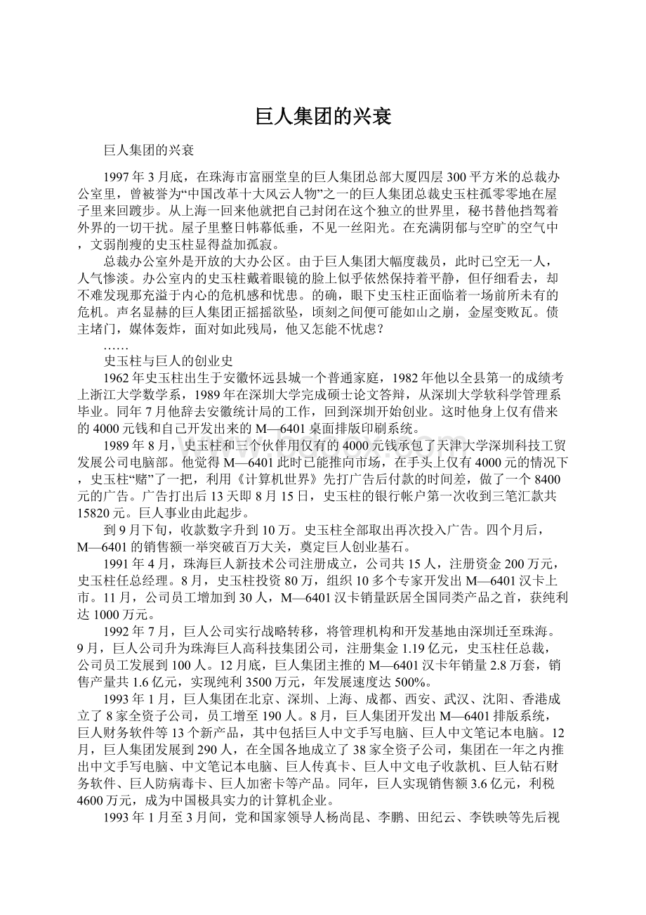 巨人集团的兴衰文档格式.docx_第1页