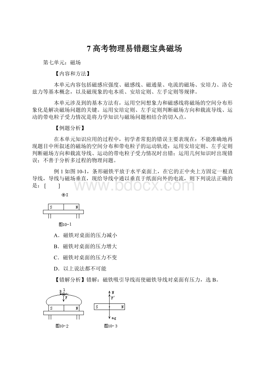 7高考物理易错题宝典磁场.docx